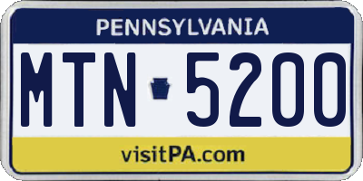 PA license plate MTN5200