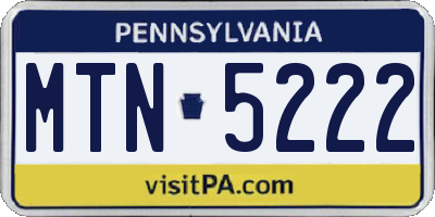 PA license plate MTN5222