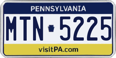 PA license plate MTN5225