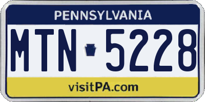 PA license plate MTN5228