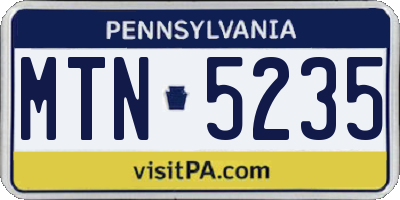 PA license plate MTN5235