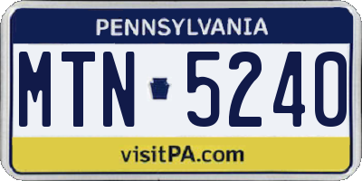 PA license plate MTN5240