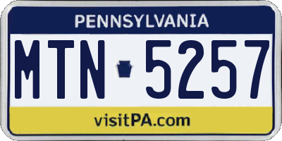 PA license plate MTN5257