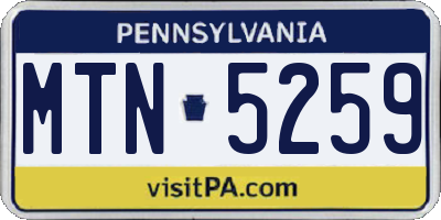 PA license plate MTN5259