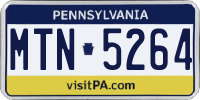 PA license plate MTN5264