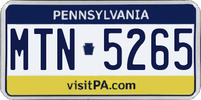 PA license plate MTN5265