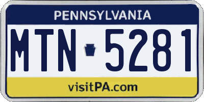 PA license plate MTN5281