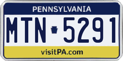 PA license plate MTN5291