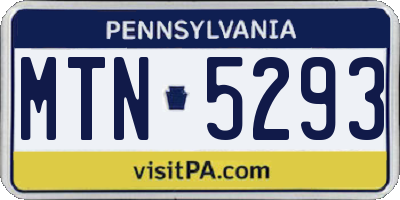 PA license plate MTN5293