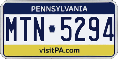 PA license plate MTN5294