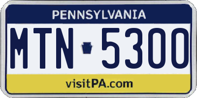 PA license plate MTN5300