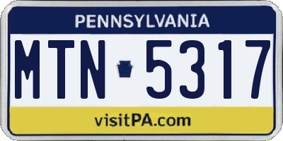 PA license plate MTN5317