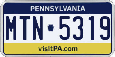 PA license plate MTN5319