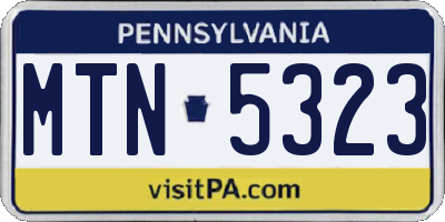PA license plate MTN5323