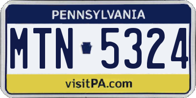 PA license plate MTN5324