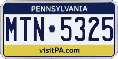 PA license plate MTN5325