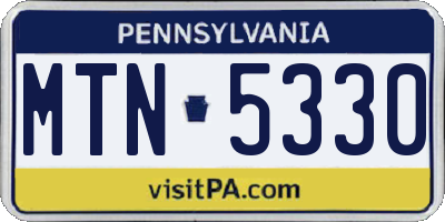 PA license plate MTN5330