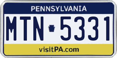 PA license plate MTN5331