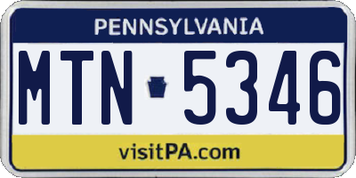 PA license plate MTN5346