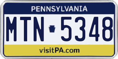 PA license plate MTN5348