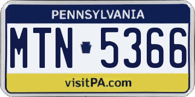 PA license plate MTN5366