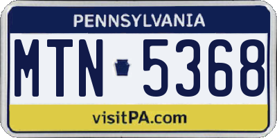 PA license plate MTN5368