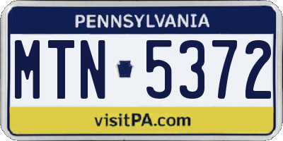 PA license plate MTN5372