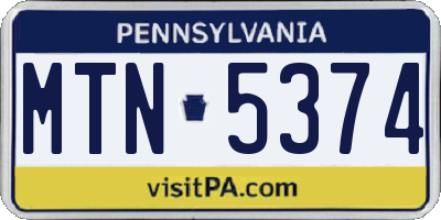 PA license plate MTN5374