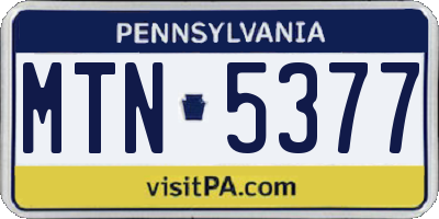 PA license plate MTN5377
