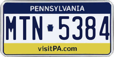 PA license plate MTN5384