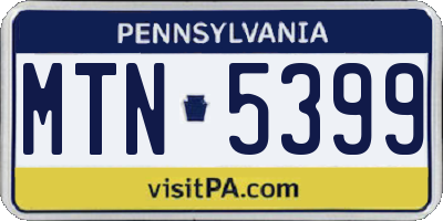 PA license plate MTN5399