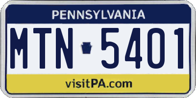 PA license plate MTN5401