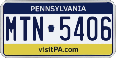 PA license plate MTN5406