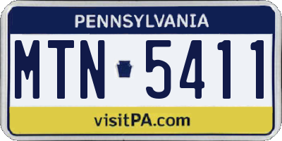 PA license plate MTN5411