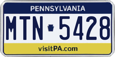 PA license plate MTN5428