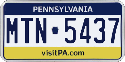 PA license plate MTN5437