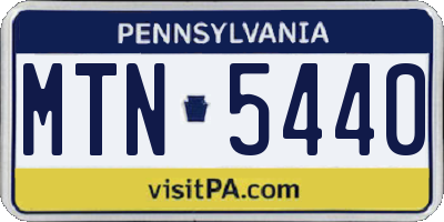 PA license plate MTN5440