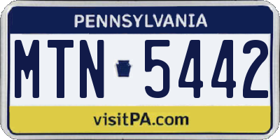 PA license plate MTN5442