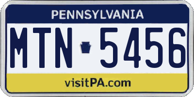 PA license plate MTN5456