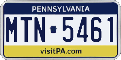 PA license plate MTN5461