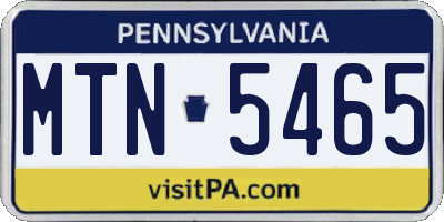 PA license plate MTN5465