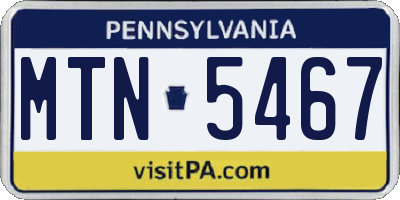 PA license plate MTN5467