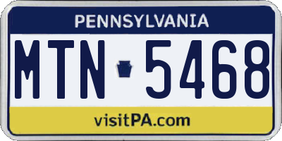 PA license plate MTN5468