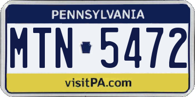 PA license plate MTN5472