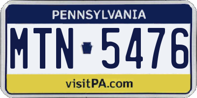 PA license plate MTN5476