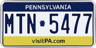 PA license plate MTN5477