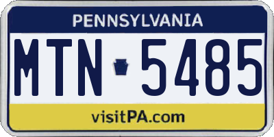 PA license plate MTN5485