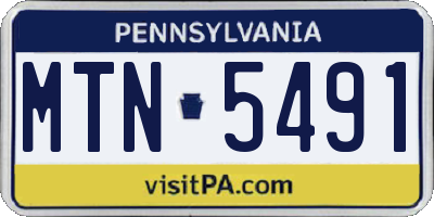 PA license plate MTN5491
