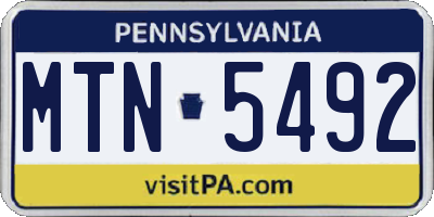 PA license plate MTN5492