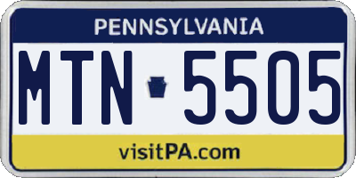 PA license plate MTN5505